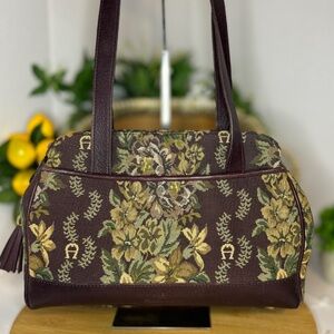 ETIENNE AIGNER Vintage Rare Toile Floral Tapestry Carpet Bag
